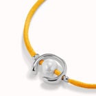 Orange cord bracelet with a pearl